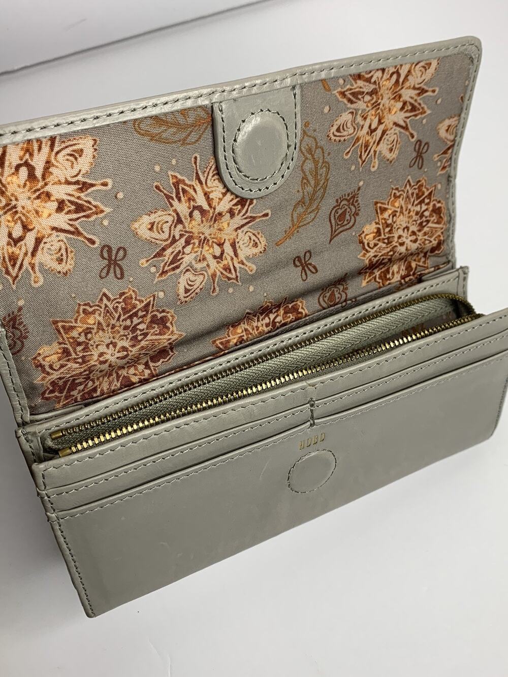 Hobo Rider Gray Parchment Hide Leather womans Wallet